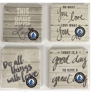 Farmhouse Coasters Inspirational Stone Coasters Home Love Family Neutral 4 PC